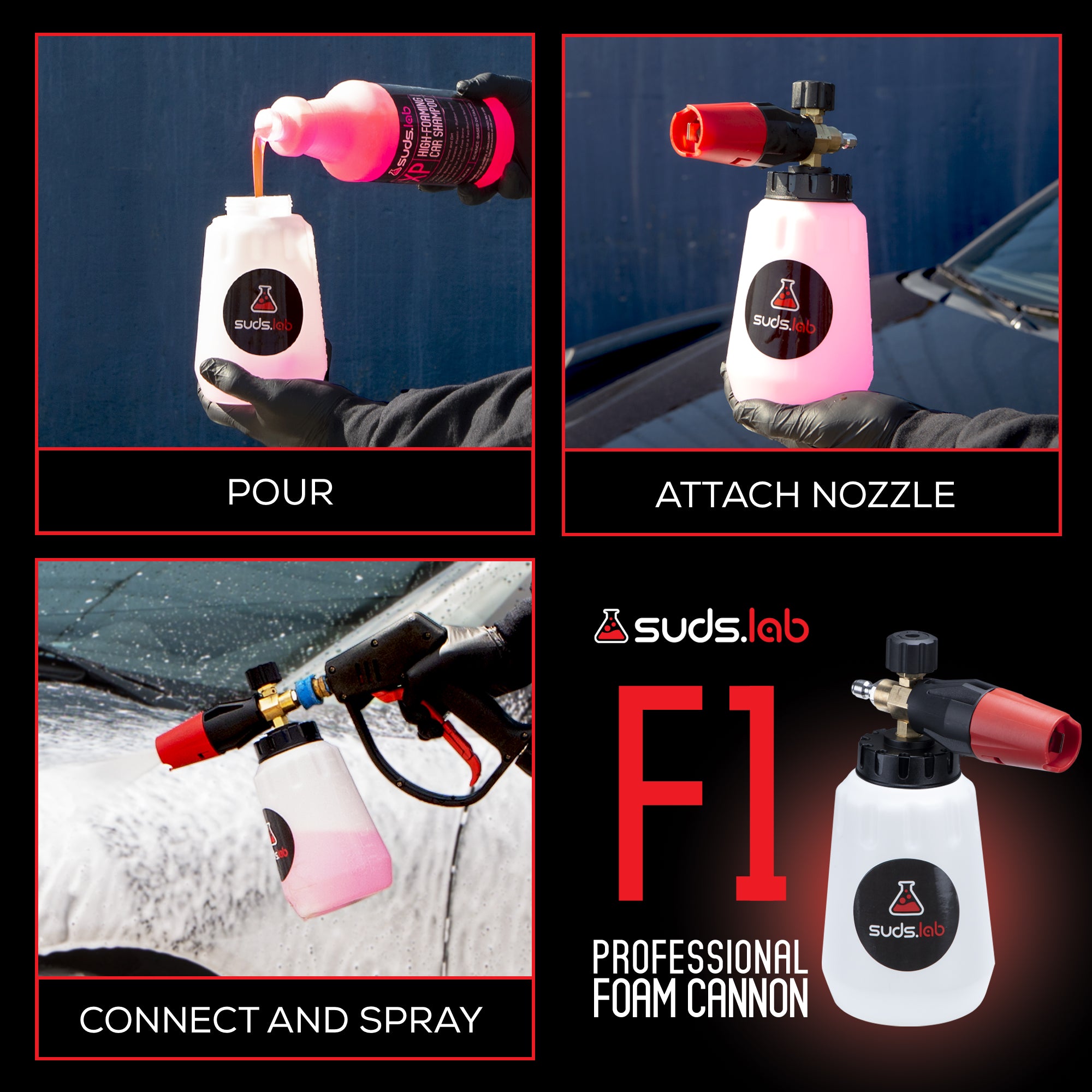 F1 Professional Foam Cannon with XP High Foaming Car Wash Shampoo