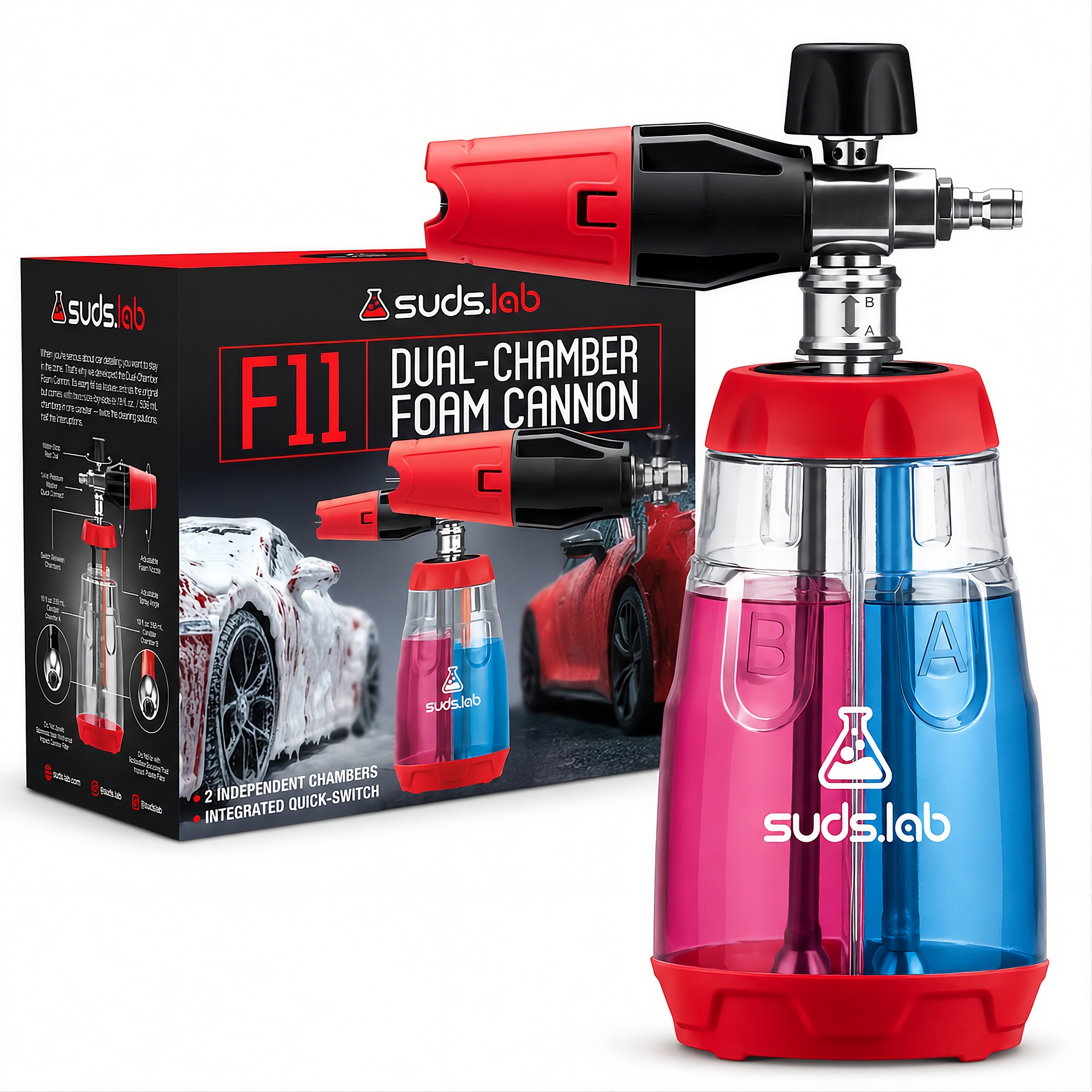 F11 Dual Chamber Foam Cannon for Pressure Washer, 36 oz Snow Foam