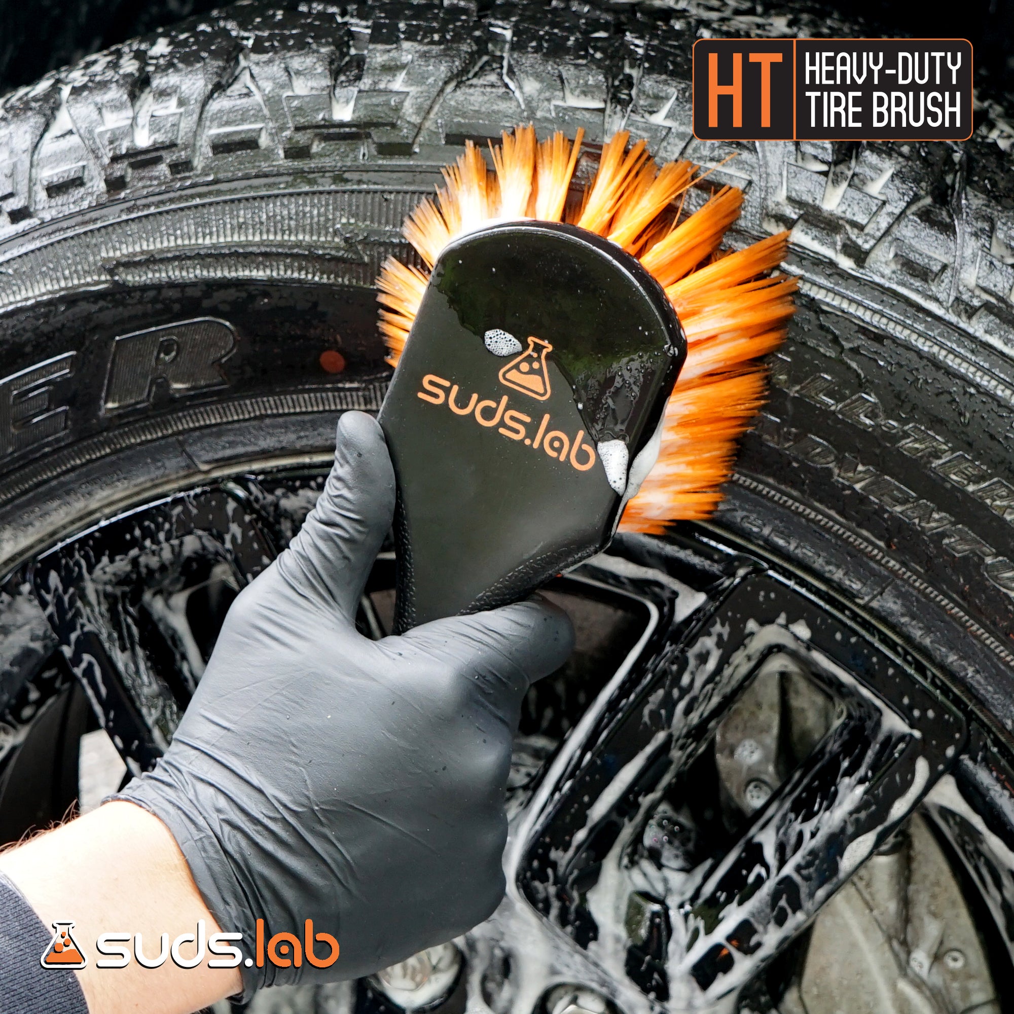 HT Heavy-Duty Tire Brush, Plastic Handle