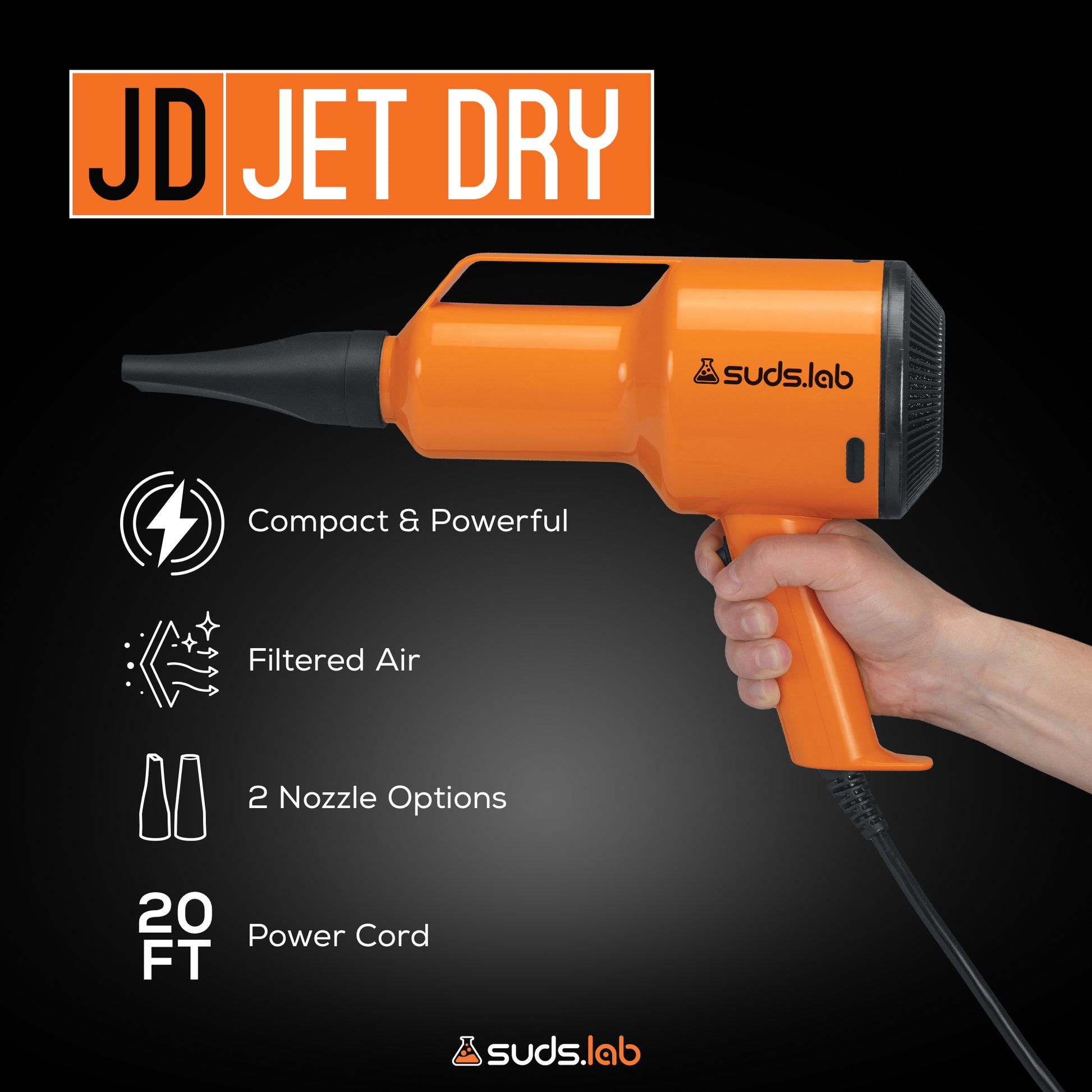 JD Jet Dry Car Drying Blower (2 Nozzles & 20 ft Power Cord – 1.5 HP)