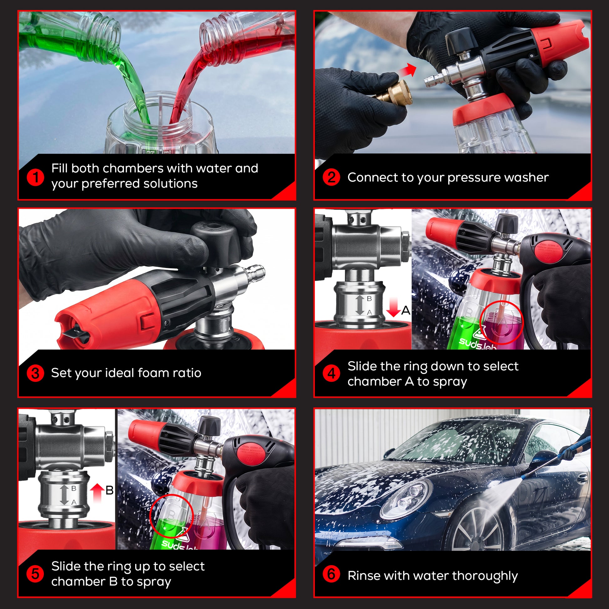 F11 Dual Chamber Foam Cannon for Pressure Washer, 36 oz Snow Foam