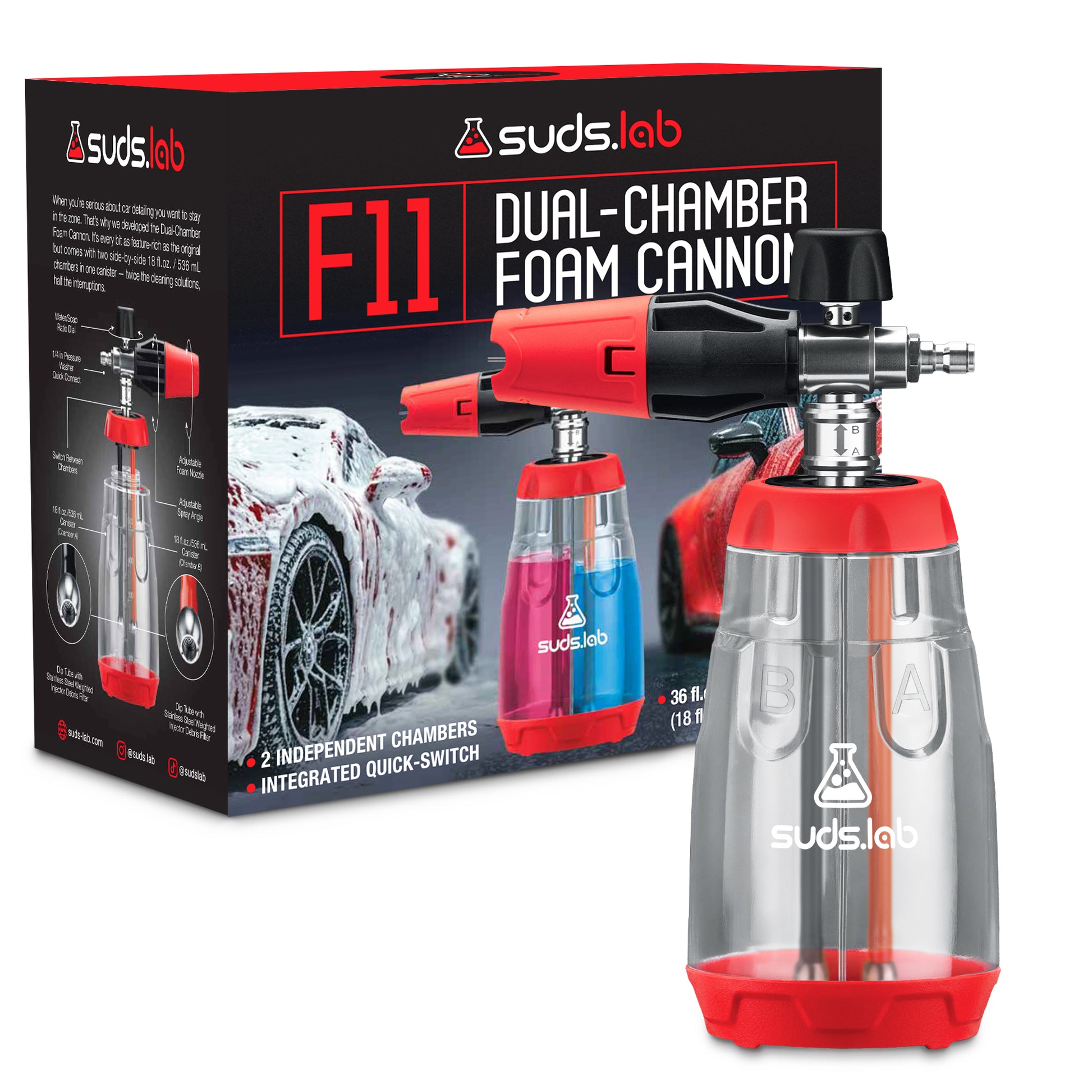 F11 Dual Chamber Foam Cannon for Pressure Washer, 36 oz Snow Foam