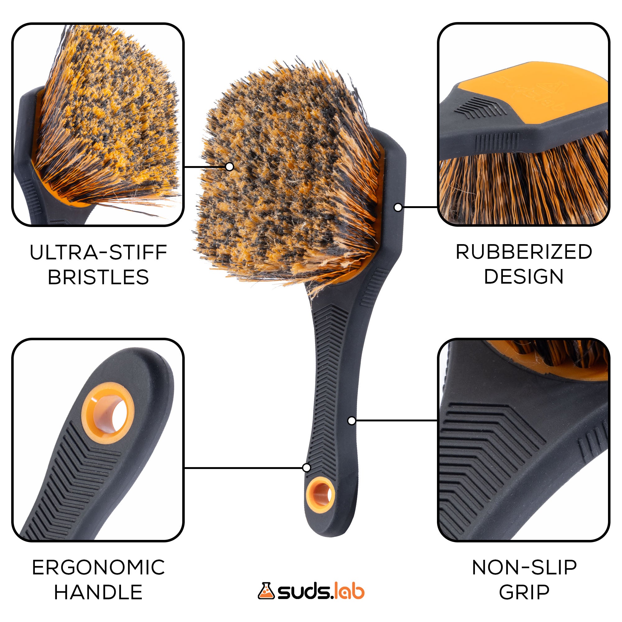 SB Wheel Spoke Brush, Rubberized Handle