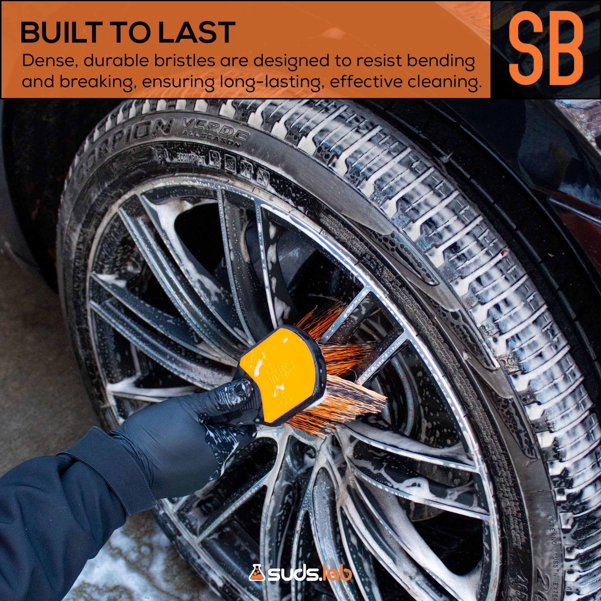 SB Wheel Spoke Brush, Rubberized Handle