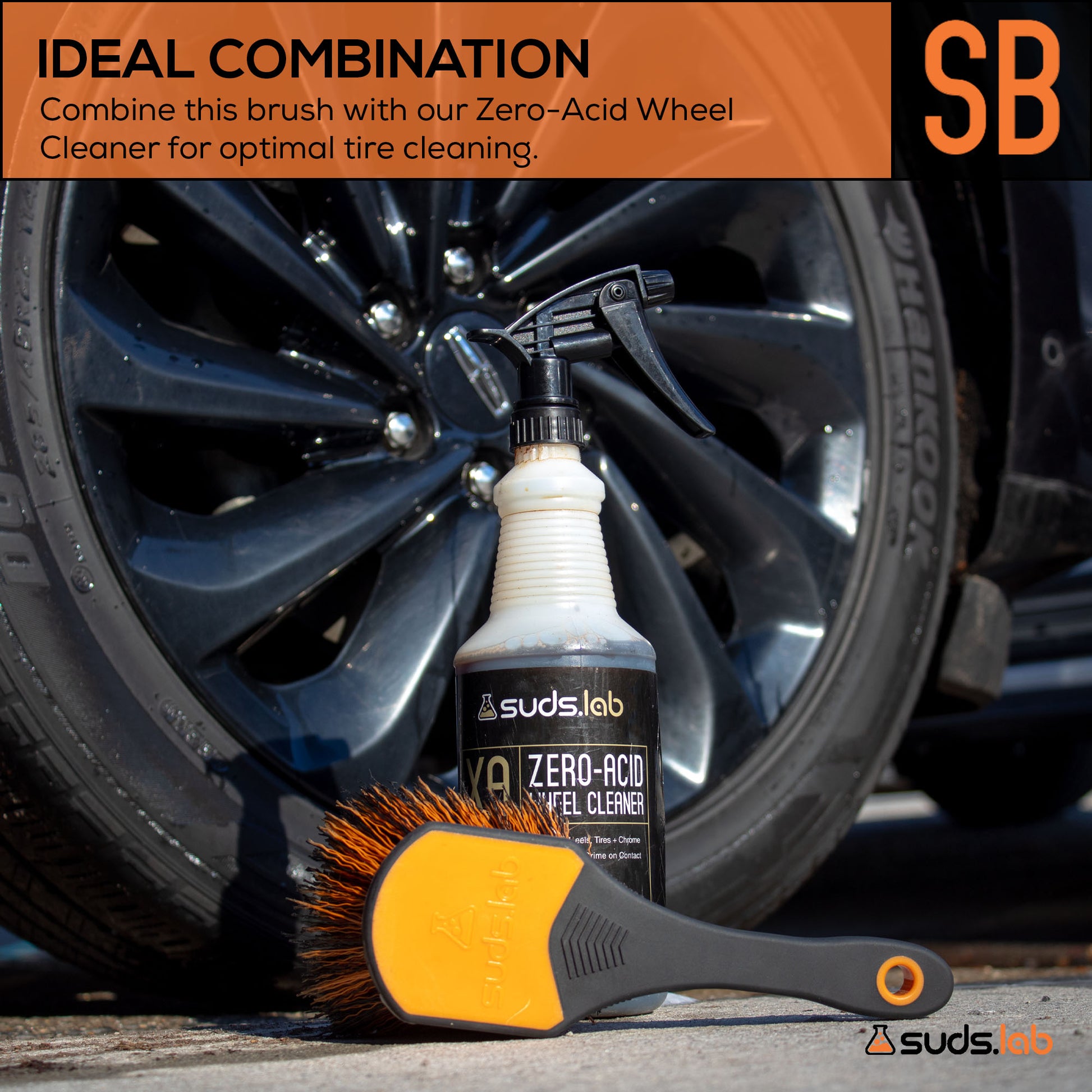 SB Wheel Spoke Brush, Rubberized Handle