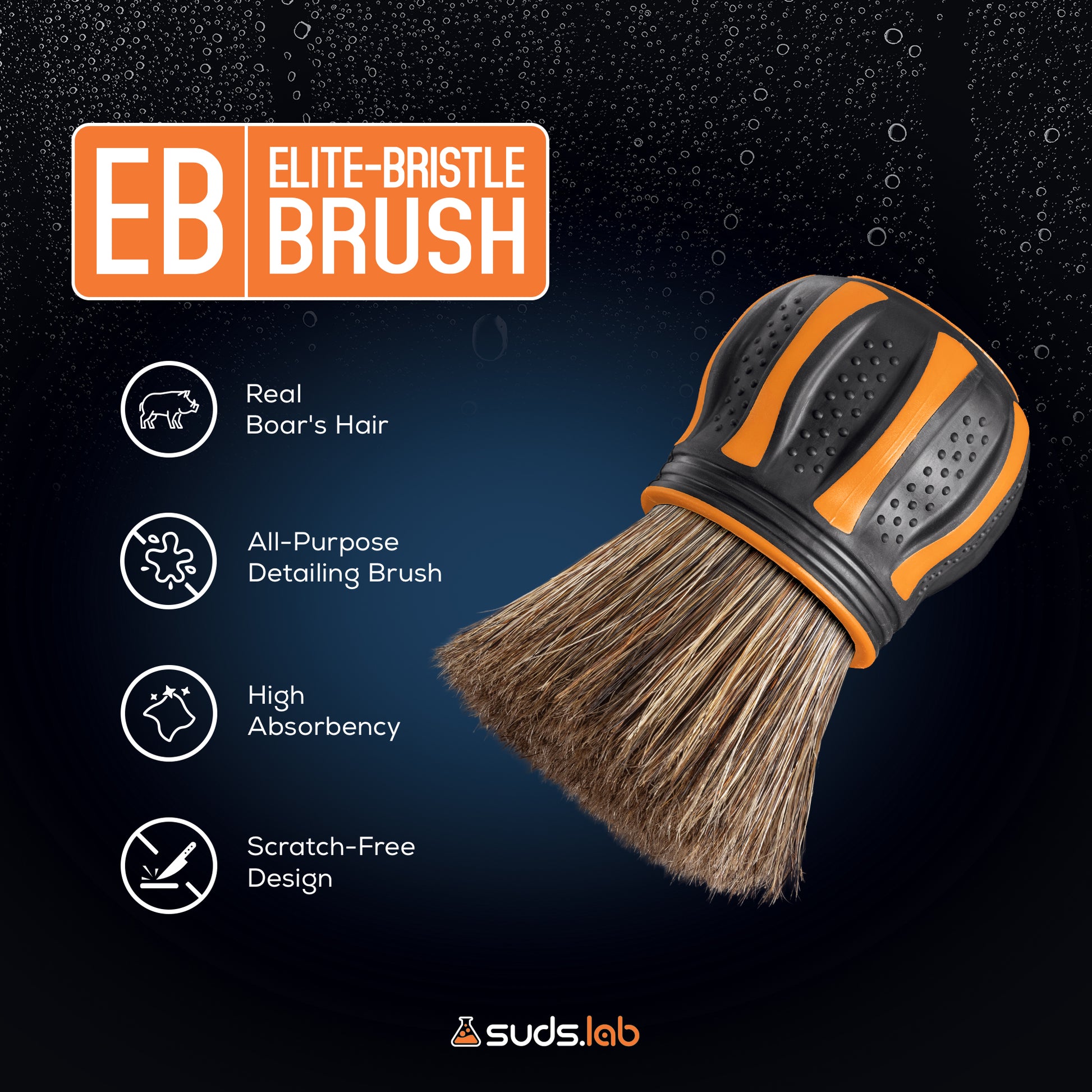 Suds Lab Elite-Bristle Boar’s Hair Car Detailing Brush