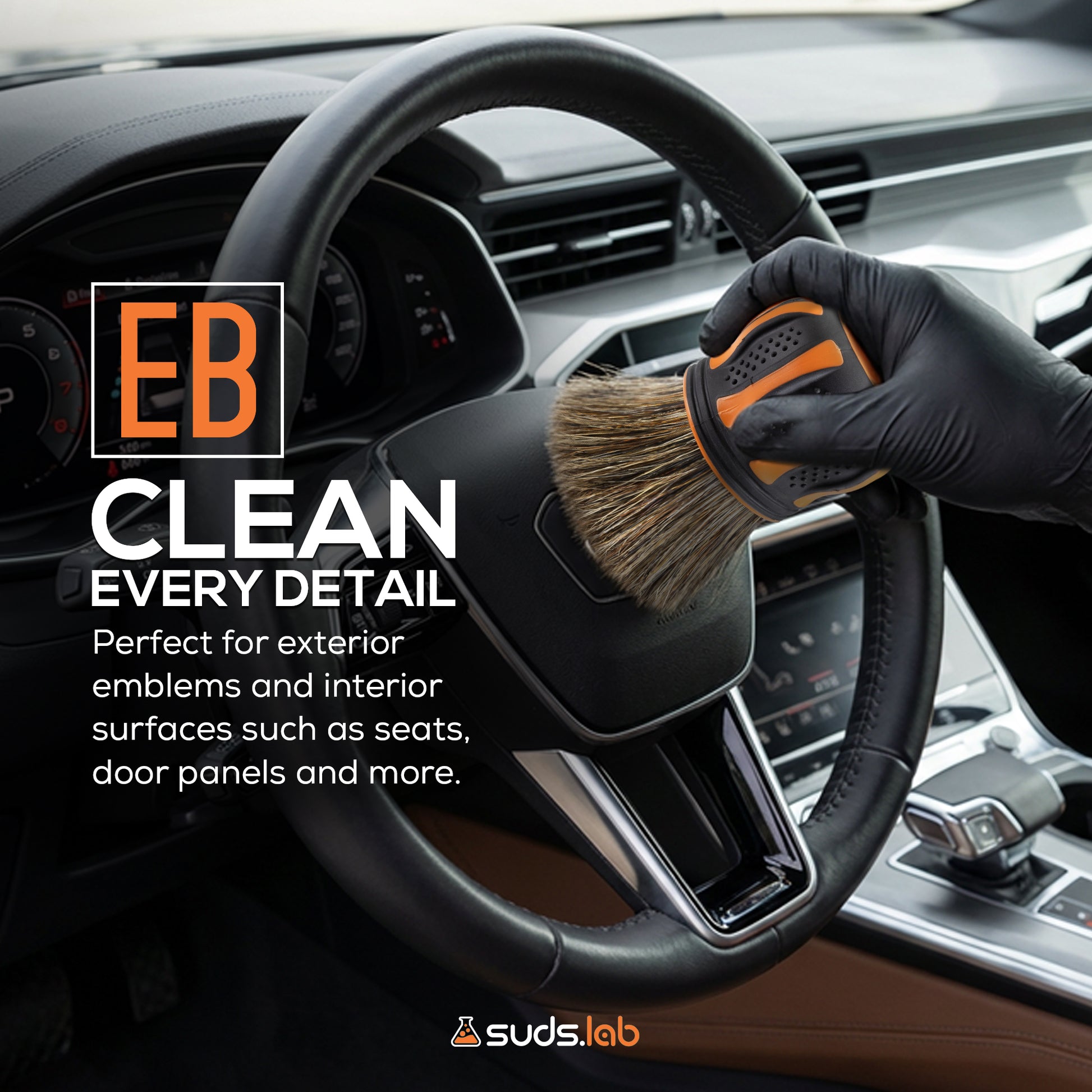 Suds Lab Elite-Bristle Boar’s Hair Car Detailing Brush