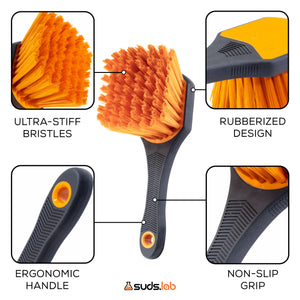 HT Heavy Duty Tire Brush, Rubberized Handle