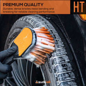 HT Heavy Duty Tire Brush, Rubberized Handle