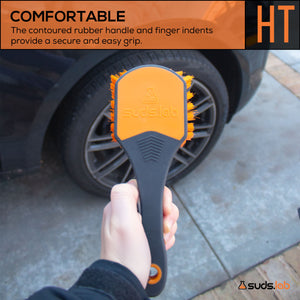 HT Heavy Duty Tire Brush, Rubberized Handle