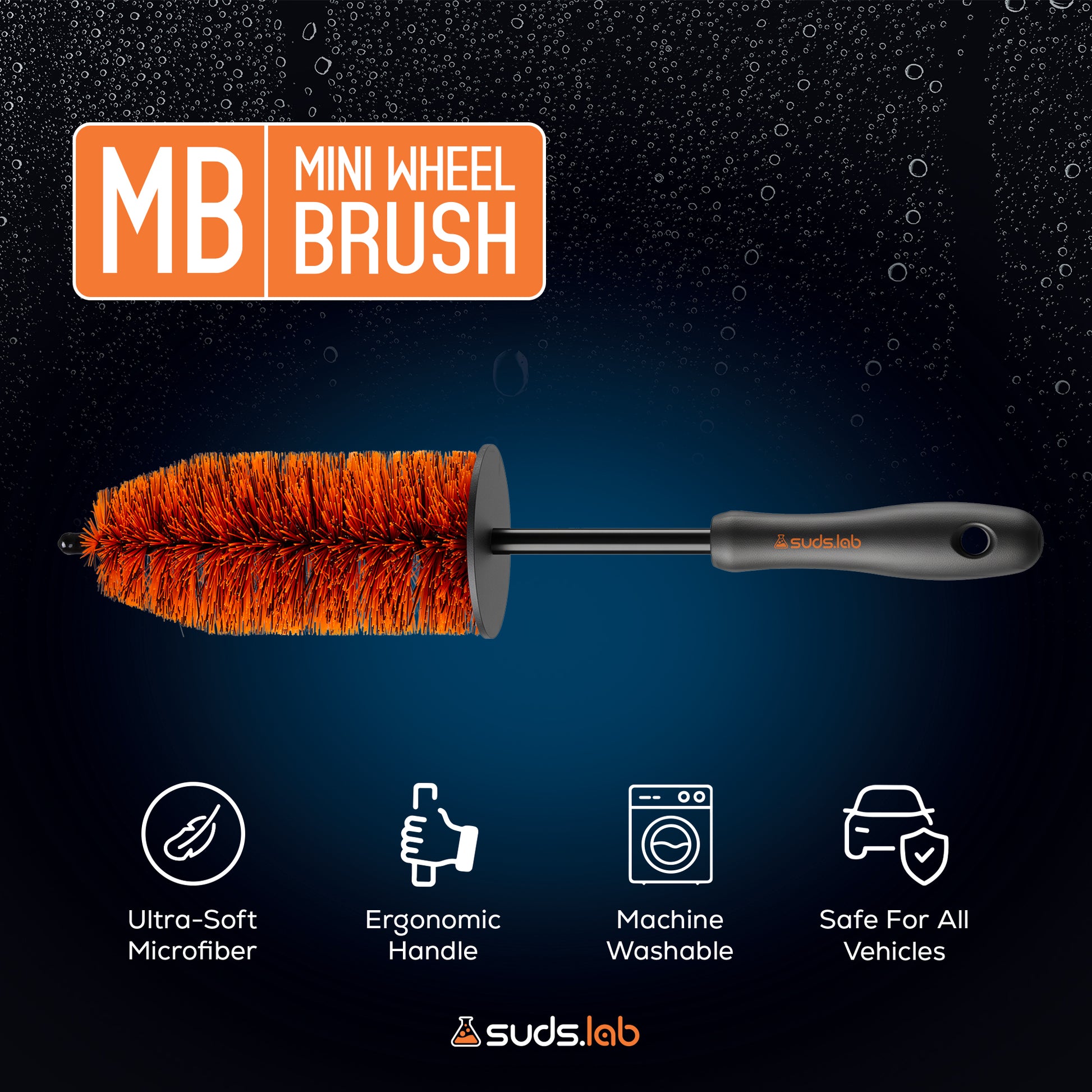 Suds Lab Mini Wheel Cleaning Brush, 14 in. — features and benefits, image 2