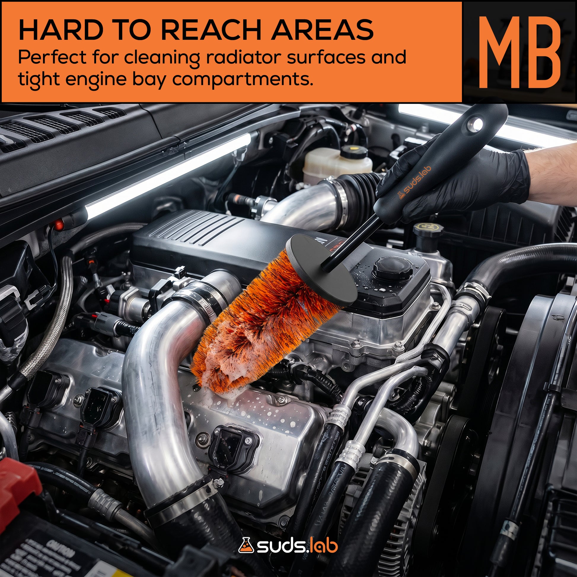 Suds Lab Mini Wheel Cleaning Brush, 14 in. — in-use lifestyle view 4