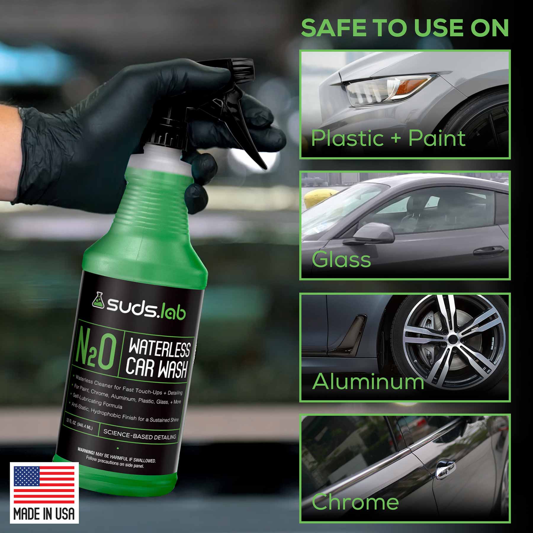 Suds Lab W2 Car Wash plus Wax Shampoo - Clean, Restore Shine, and Protect -  32 o
